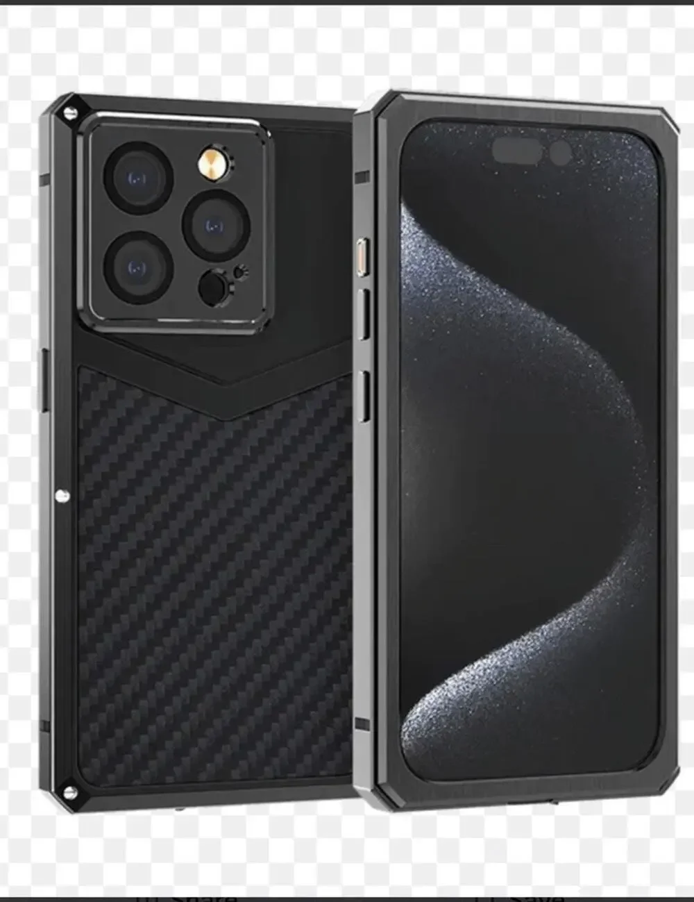 Hualimei Metal Carbon Fiber Phone Case I Phone 15 Pro Max Black